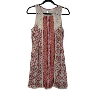 Taylor & Sage Mixed Media Boho Print Lace Dress M